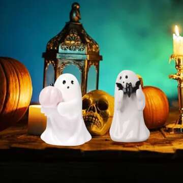 Generic Cute Halloween Decorative,Halloween Ghost Decor,Resin Pumpkin Ghost Centerpieces,Coffee Table Centerpieces Shelf Mantel Display Collections (Halloween-12), yh2408011