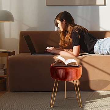 LUE BONA Velvet Vanity Stool for Modern Home Decor