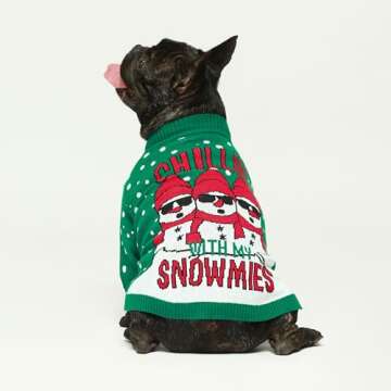 Fitwarm Chillin with My Snowmies Dog Ugly Christmas Sweater, Winter Dog Clothes for Small Dogs Girl ...