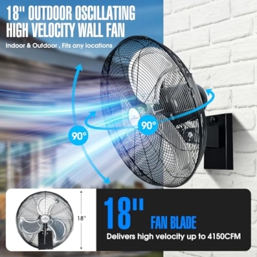 iLiving 18" Outdoor Oscillating Fan for Patios and Workshops