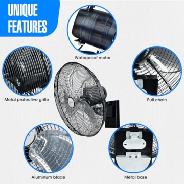 iLiving 18" Outdoor Oscillating Fan for Patios and Workshops