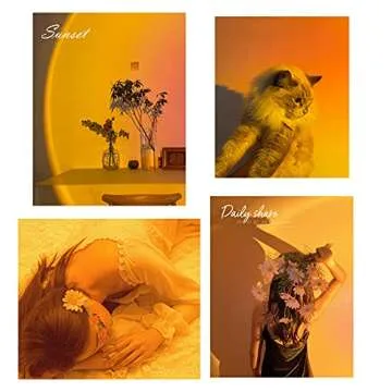 Kimfly Sunset Projection Lamp - Sunset Projector Lamp with 16 Light Modes & Remote Control，Flexible Adjustable Head Projector Light with USB Cable for Photo Video Vlog Party Bedroom Living Room Decor