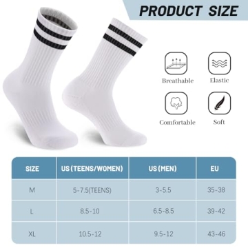 Ultrafun Striped Crew Athletic Socks for All Ages