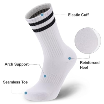 Ultrafun Striped Crew Athletic Socks for All Ages
