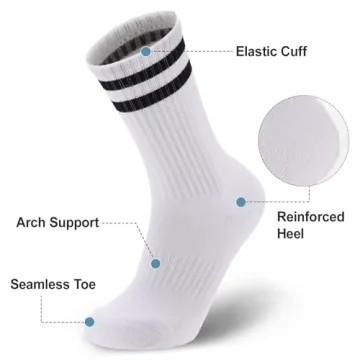 Ultrafun Striped Crew Athletic Socks for All Ages