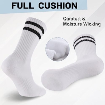 Ultrafun Striped Crew Athletic Socks for All Ages