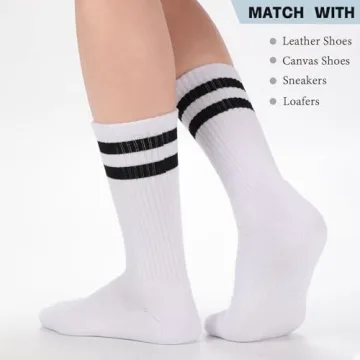 Ultrafun Striped Crew Athletic Socks for All Ages