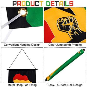 ADXCO 2 Pieces Juneteenth Decorations Juneteenth Porch Banner Happy Juneteenth Hanging Door Banner Outdoor Porch Sign Decor for Juneteenth Party Decorations, Independence Day Celebration, Freedom Day