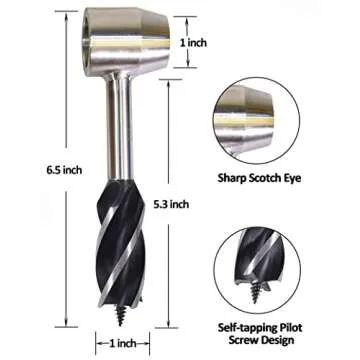 Survival Tool for Bushcraft Settlers, Manual Drill Wrench, Scotch Eye Auger Drill and Hand Hole Maker for Camping, Outdoor, Bushcrafting, with Protective Case and Hook