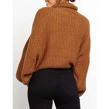 ZESICA Women's Turtleneck Batwing Sleeve Loose Oversized Chunky Knitted Pullover Sweater Jumper Tops