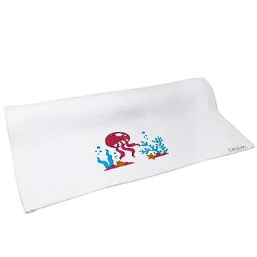 Ebsem Marine & Sea Life Hand Dish Towel 2 Pieces Set Premium Quality Turkish Towels Super Soft, Plush and Highly Absorbent Hammam Gym Nautical Yacht Boat Design (White, Jellyfish)