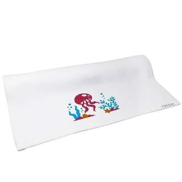 Ebsem Marine & Sea Life Hand Dish Towel 2 Pieces Set Premium Quality Turkish Towels Super Soft, Plush and Highly Absorbent Hammam Gym Nautical Yacht Boat Design (White, Jellyfish)