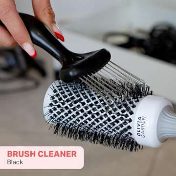 Olivia Garden Brush Cleaner 2-tools-in-1, Black