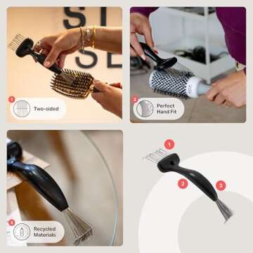 Olivia Garden Brush Cleaner 2-tools-in-1, Black