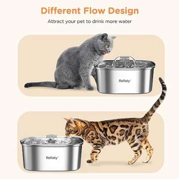 Cat Water Fountain Stainless Steel: 3.2L/108oz Pet Foundatin Water Bowl for Cats Inside Automatic Dog Drinking Dispenser Dish Animal Feeding & Watering Supplies Waterfall with 1 Replacement Filter