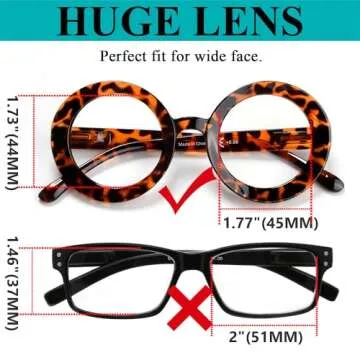 LUR Oversized Round Reading Glasses for Women - 4 Pack Ladies Readers Large Frame +0.75