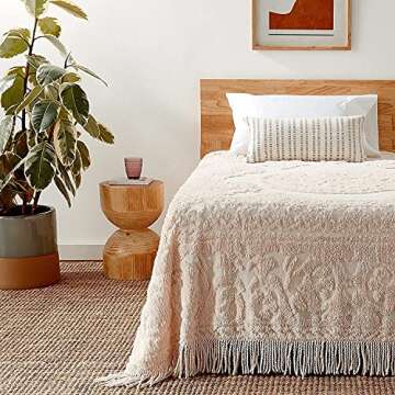 Beatrice Home Fashions Blush Chenille Bedspread Queen