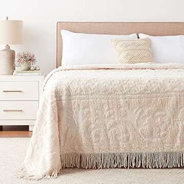 Beatrice Home Fashions Blush Chenille Bedspread Queen