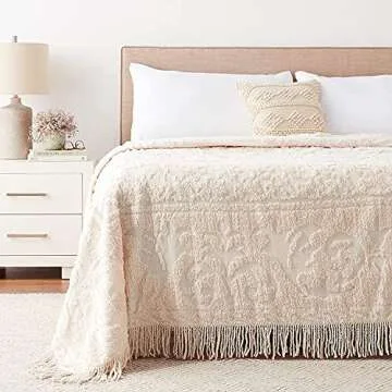 Beatrice Home Fashions Blush Chenille Bedspread Queen