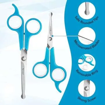 BOSHEL 2 Pc Dog Grooming Scissors Set for Safe Grooming