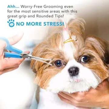 BOSHEL 2 Pc Dog Grooming Scissors Set for Safe Grooming