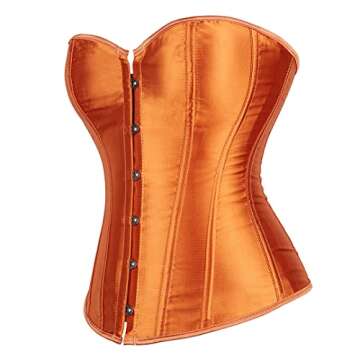 Corsets for Women Bustier Sexy Satin Lace up Overbust Corset Waist Cincher Shapewear Top Large Orang...