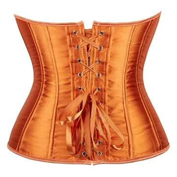 Stylish Lace Up Satin Corset for Women in Large Orange