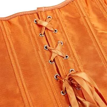 Stylish Lace Up Satin Corset for Women in Large Orange