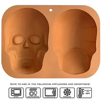 JETKONG Large Skull Cake Pan Haunted Skull Baking Cake Mold for Halloween and Birthday Party (Brown)
