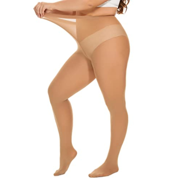 DUCMODA Women's Oversize Plus Size Tights 80D Soft Microfiber Semi-Opaque Solid Color High Waist Pan...
