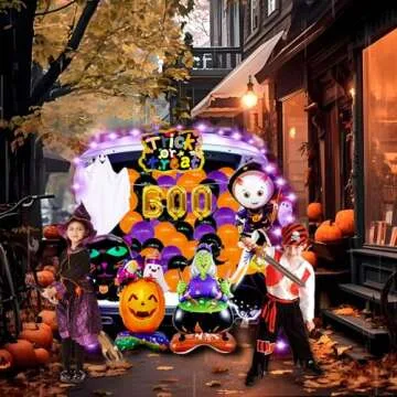 ERBIQ 71Pcs Trunk or Treat Car Decorations Kit, Trunk or Treat Decorations for SUV, Inflatable MetallicBalloons Witch Ghost Cat Pumpkin Halloween Trunk or Treat Car Decorations