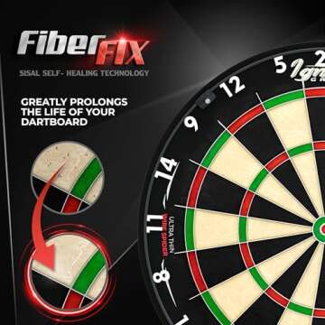 IgnatGames Dart Board Professional- Competition Size Kenyan Sisal Dart Board for Adults - Staple-Free Ultra-Thin Wire Spider Dartboard + Accessories & SnapFit Dartboard Mounting Bracket