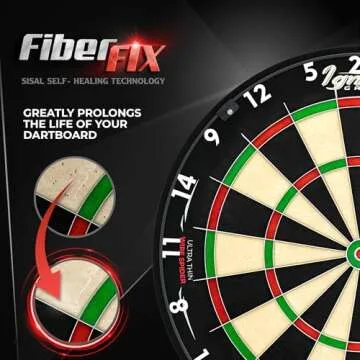 IgnatGames Dart Board Professional- Competition Size Kenyan Sisal Dart Board for Adults - Staple-Free Ultra-Thin Wire Spider Dartboard + Accessories & SnapFit Dartboard Mounting Bracket