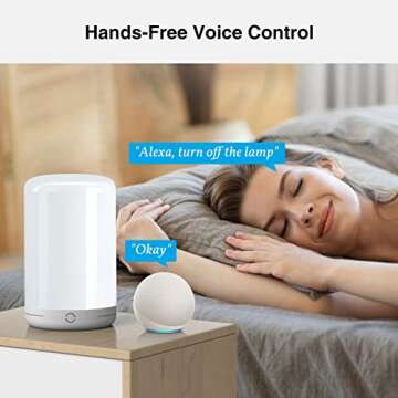 OHMAX Smart Bedside Lamp, LED Touch Night Light Compatible with Alexa & Google Home, App Remote Control, RGB &Warm White Tap Night Lamp for Bedroom, Smart Home Lighting, 2.4Ghz WiFi