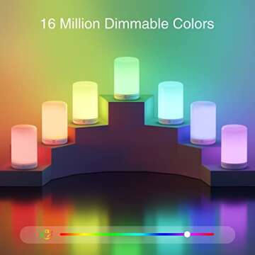 OHMAX Smart Bedside Lamp, LED Touch Night Light Compatible with Alexa & Google Home, App Remote Control, RGB &Warm White Tap Night Lamp for Bedroom, Smart Home Lighting, 2.4Ghz WiFi