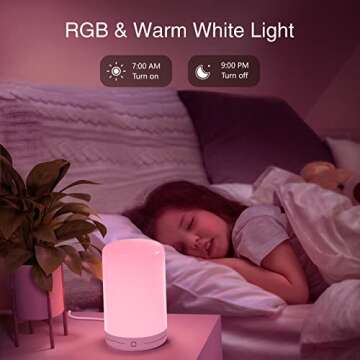 OHMAX Smart Bedside Lamp, LED Touch Night Light Compatible with Alexa & Google Home, App Remote Control, RGB &Warm White Tap Night Lamp for Bedroom, Smart Home Lighting, 2.4Ghz WiFi