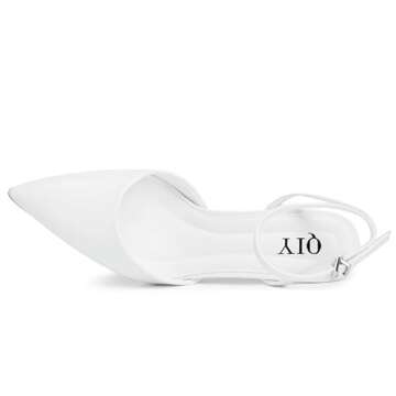 QIY Closed Toe Heels for Women Dress Stiletto Kitten Heels for Women Pumps Shoes Strappy White Sling...