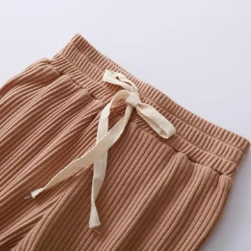 Newborn Cotton Ribbed Romper & Pants Set in Khaki