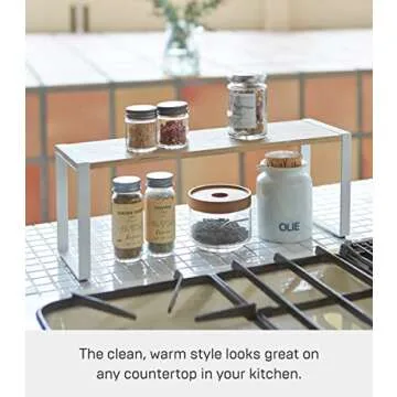 Yamazaki Home Kitchen Rack - Counter Storage Shelf Organizer Steel + WoodWhite