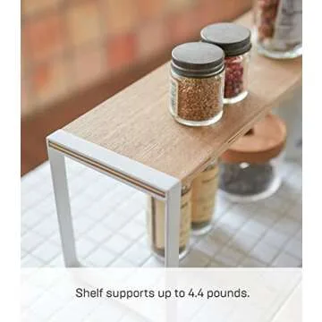 Yamazaki Home Kitchen Rack - Counter Storage Shelf Organizer Steel + WoodWhite