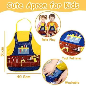 hifunti Wooden Kids Tool Set, Toddler Tool Bench with Apron 2 Year Old Toys Gift STEM Montessori Toy...
