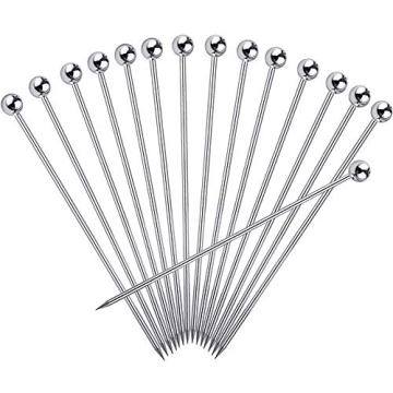 FATLODA 15PCS Cocktail Picks for Drinks, Stainless Steel Cocktail Toothpicks, Reusable Cocktail Skew...