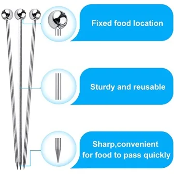 FATLODA Stainless Steel Cocktail Picks 15PCS Set