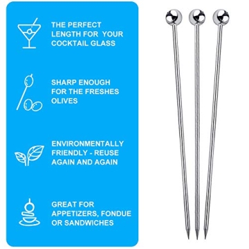 FATLODA Stainless Steel Cocktail Picks 15PCS Set