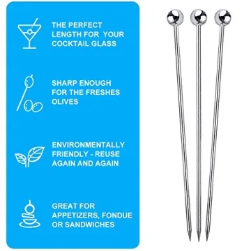 FATLODA Stainless Steel Cocktail Picks 15PCS Set