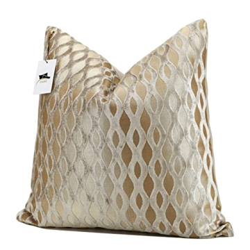 Luxurious 22x22 Beige Gold Velvet Pillow Covers for Home