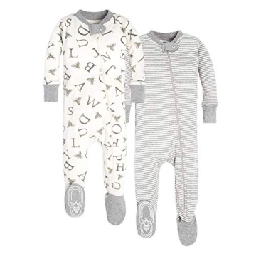 Burt's Bees Baby Boys Pajamas - Organic Cotton Zip-Front PJs - 2 Pack