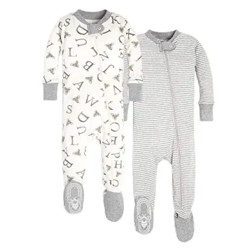 Burt's Bees Baby Boys Pajamas - Organic Cotton Zip-Front PJs - 2 Pack