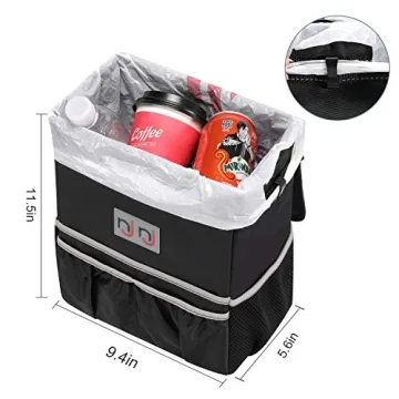 njnj Waterproof Car Trash Can Garbage Bin,Super Large Size Auto Trash Bag for Cars with Lid and Storage Pockets,Leak Proof Vehicle Car Organizer Hanging