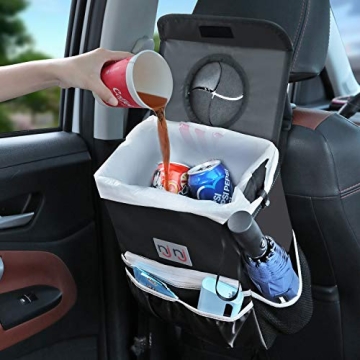 njnj Waterproof Car Trash Can Garbage Bin,Super Large Size Auto Trash Bag for Cars with Lid and Storage Pockets,Leak Proof Vehicle Car Organizer Hanging